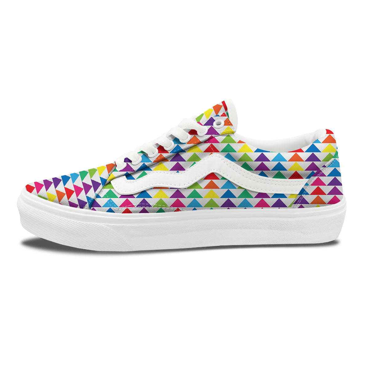 Triangles Rainbow Print Pattern Skate Shoes-grizzshop