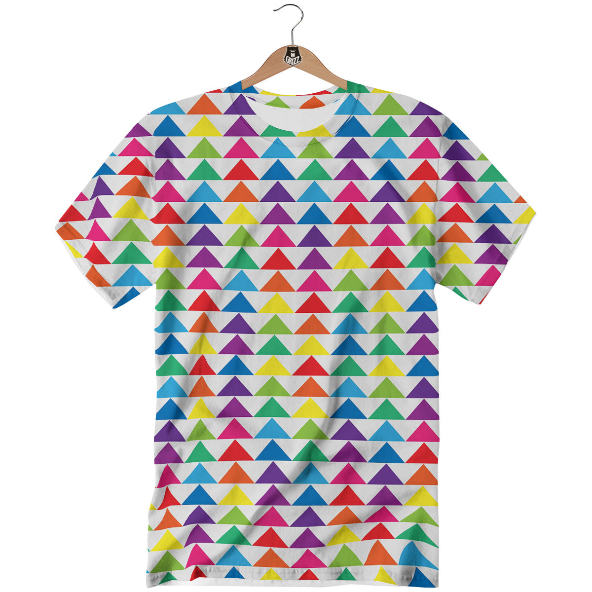 Triangles Rainbow Print Pattern T-Shirt-grizzshop