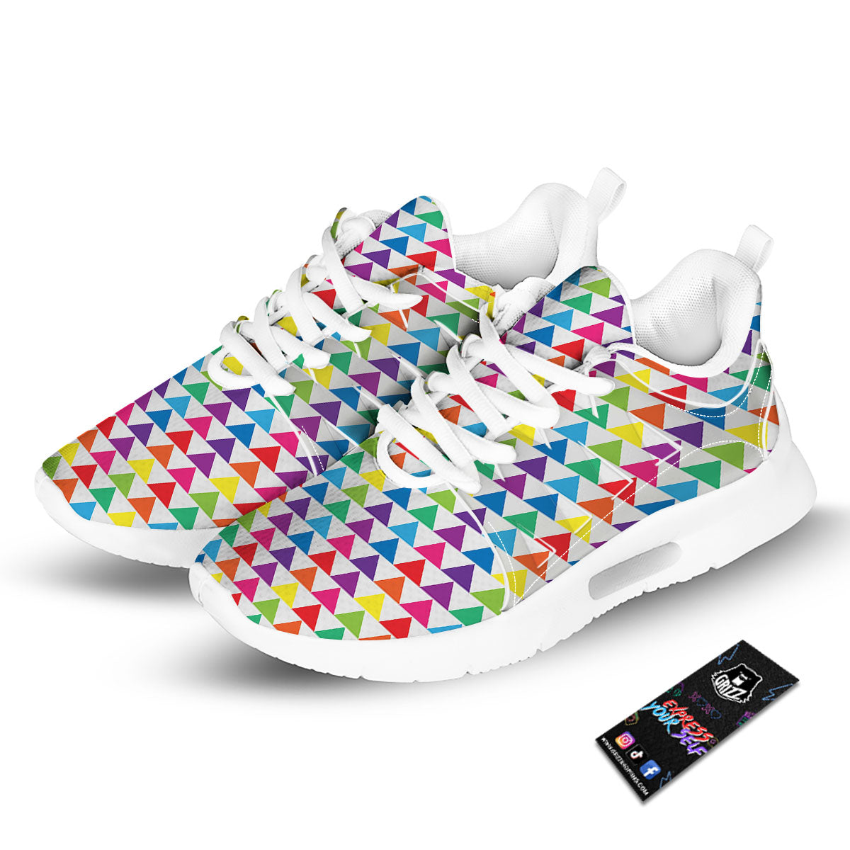Triangles Rainbow Print Pattern Tennis Shoes-grizzshop