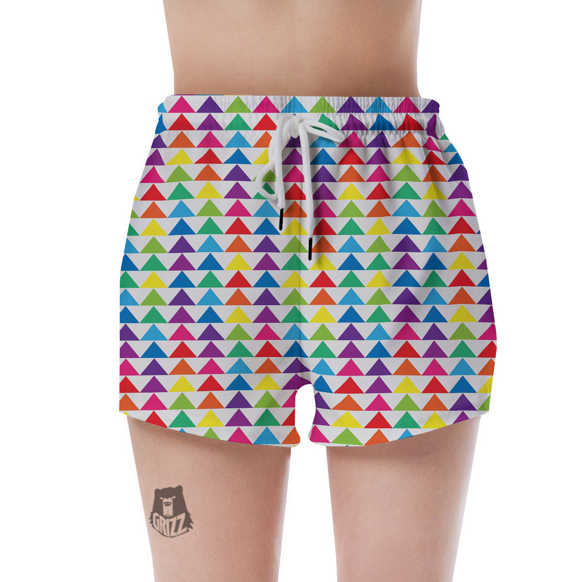 Triangles Rainbow Print Pattern Women's Shorts-grizzshop