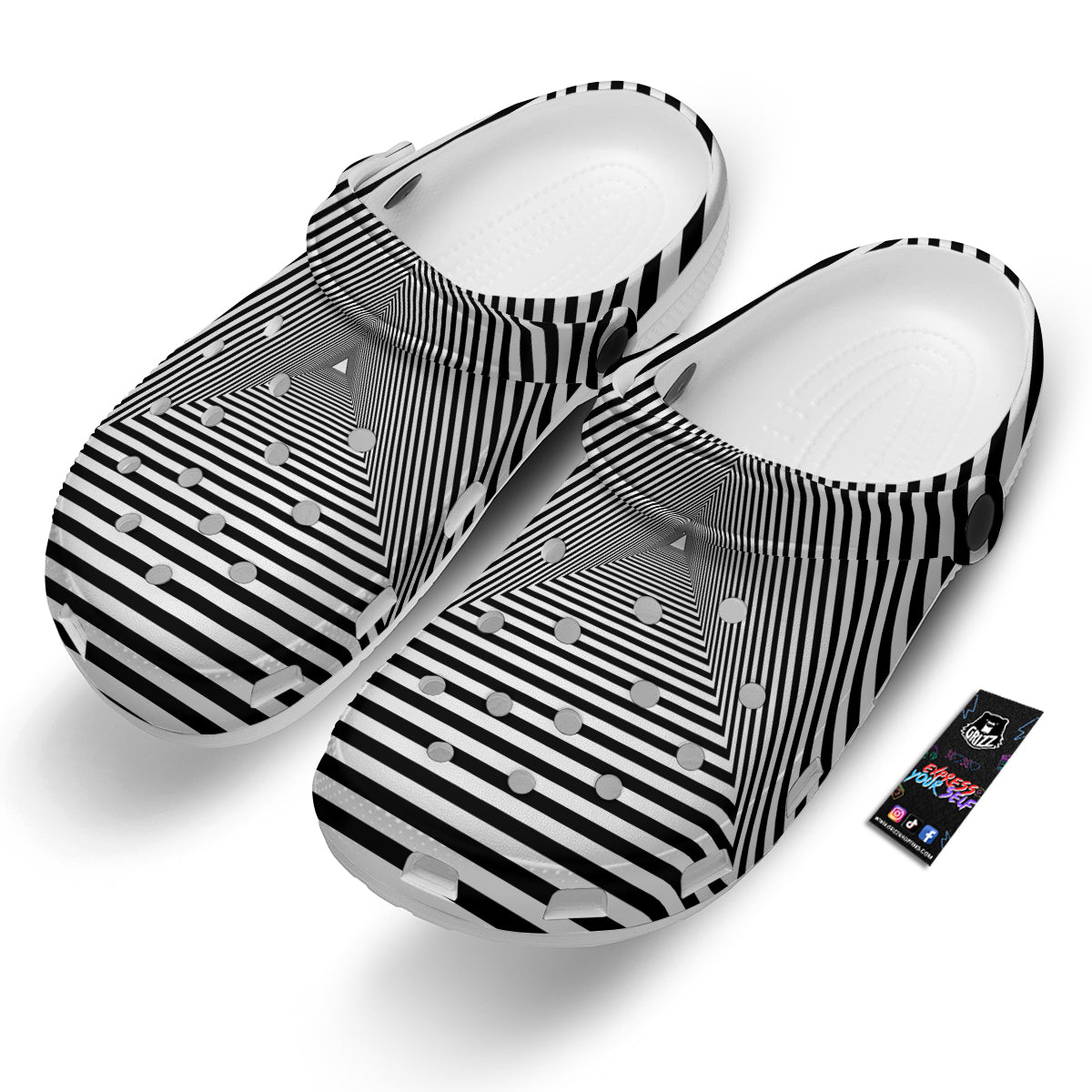 TriangularTunnel Black And White Print Clog-grizzshop
