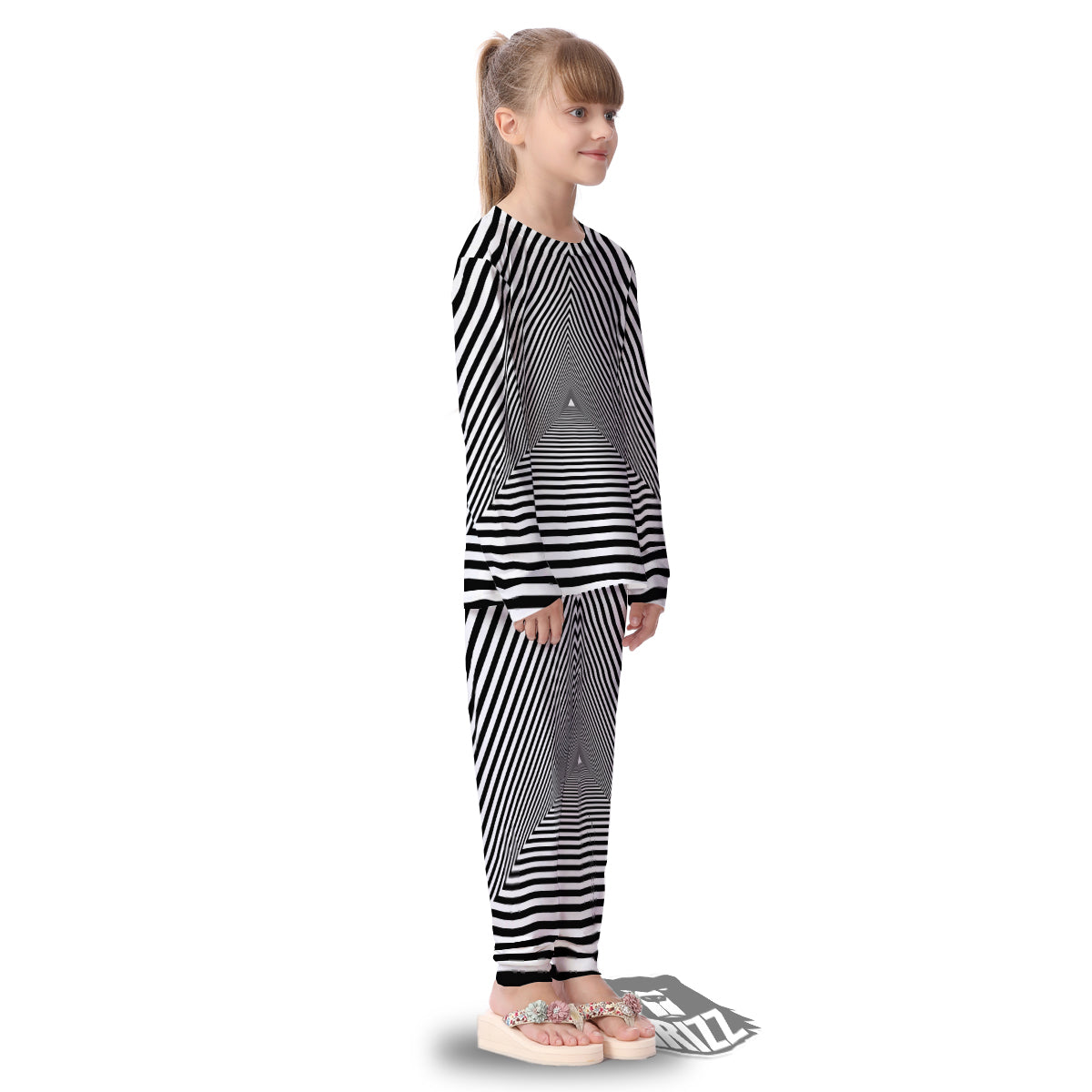 TriangularTunnel Black And White Print Kid's Pajamas-grizzshop