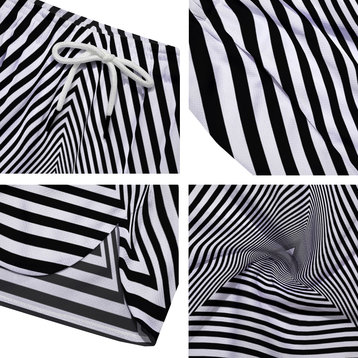 TriangularTunnel Black And White Print Men's Running Shorts-grizzshop
