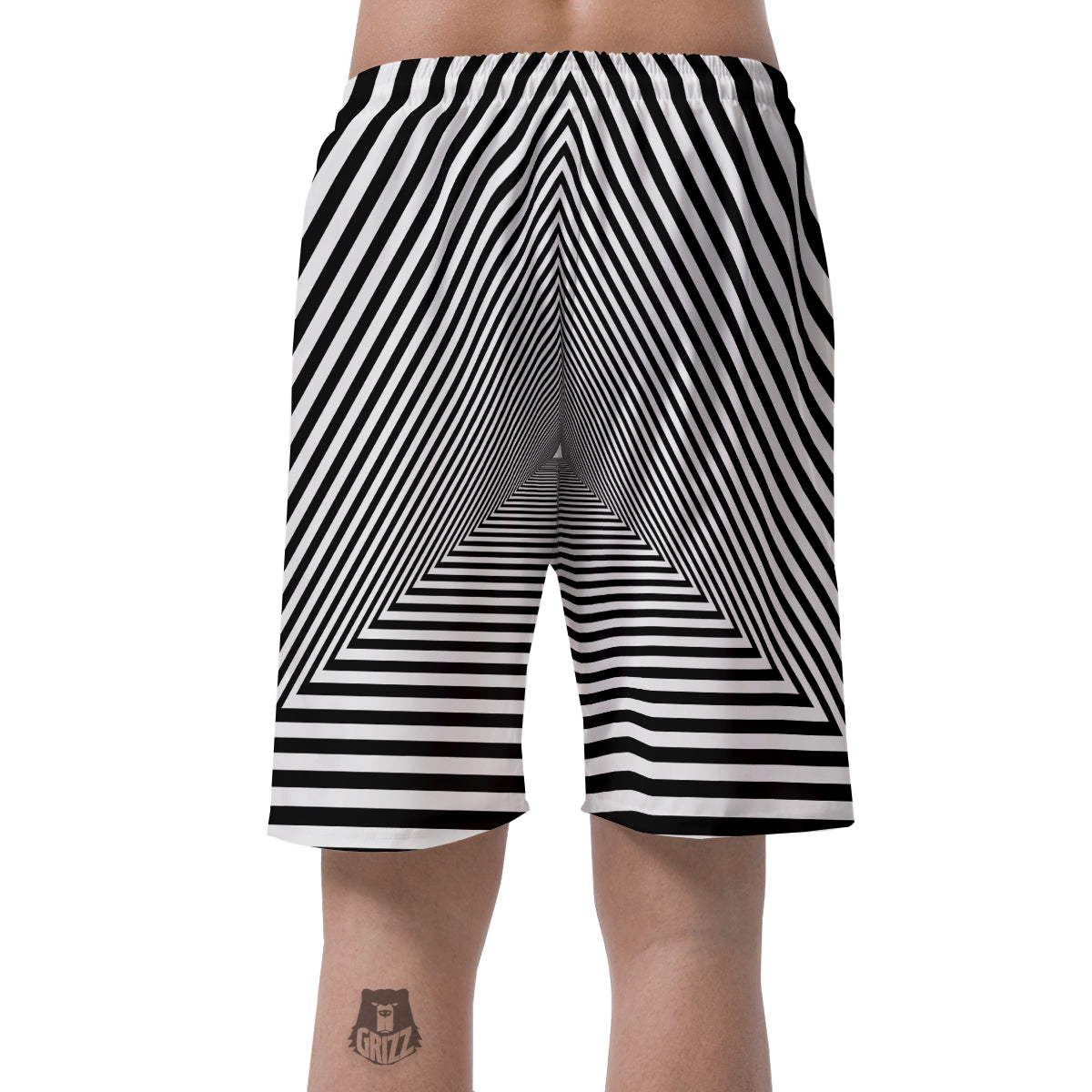TriangularTunnel Black And White Print Men's Shorts-grizzshop
