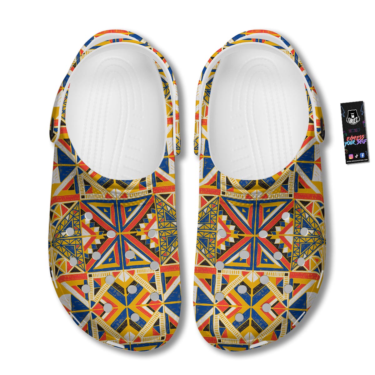 Tribal African Ethnic Sunset Print Pattern Clog-grizzshop