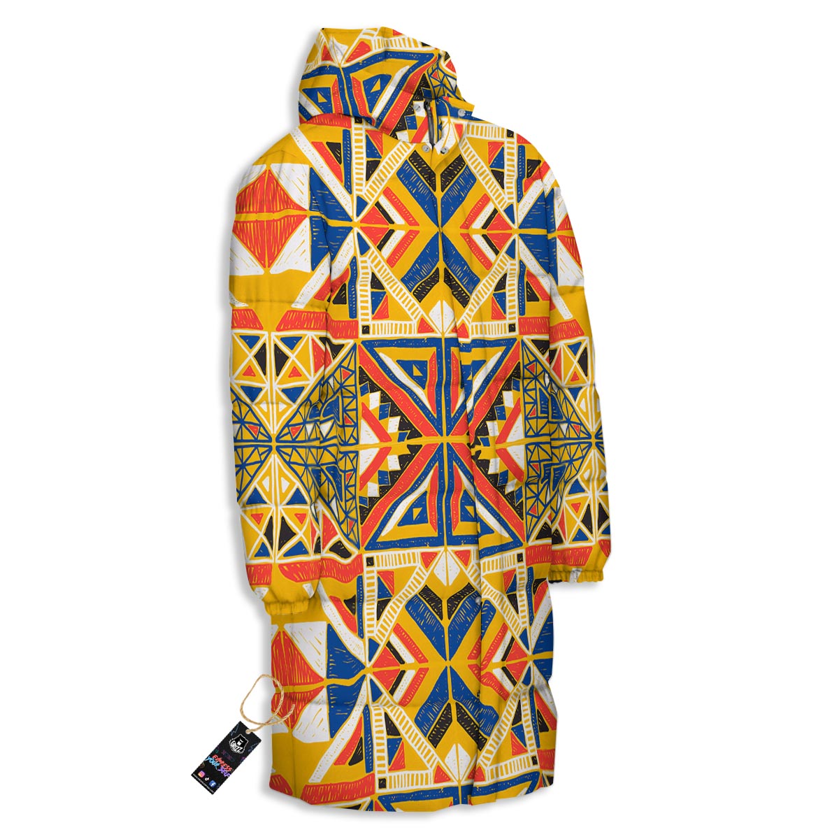 Tribal African Ethnic Sunset Print Pattern Long Down Jacket-grizzshop