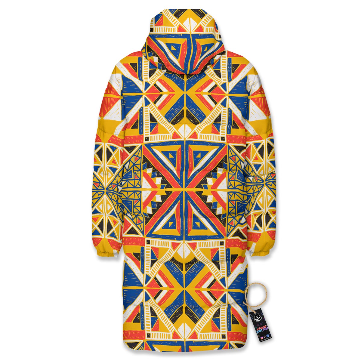 Tribal African Ethnic Sunset Print Pattern Long Down Jacket-grizzshop