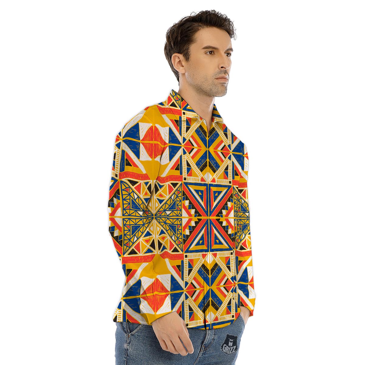 Tribal African Ethnic Sunset Print Pattern Men's Dress Shirts-grizzshop