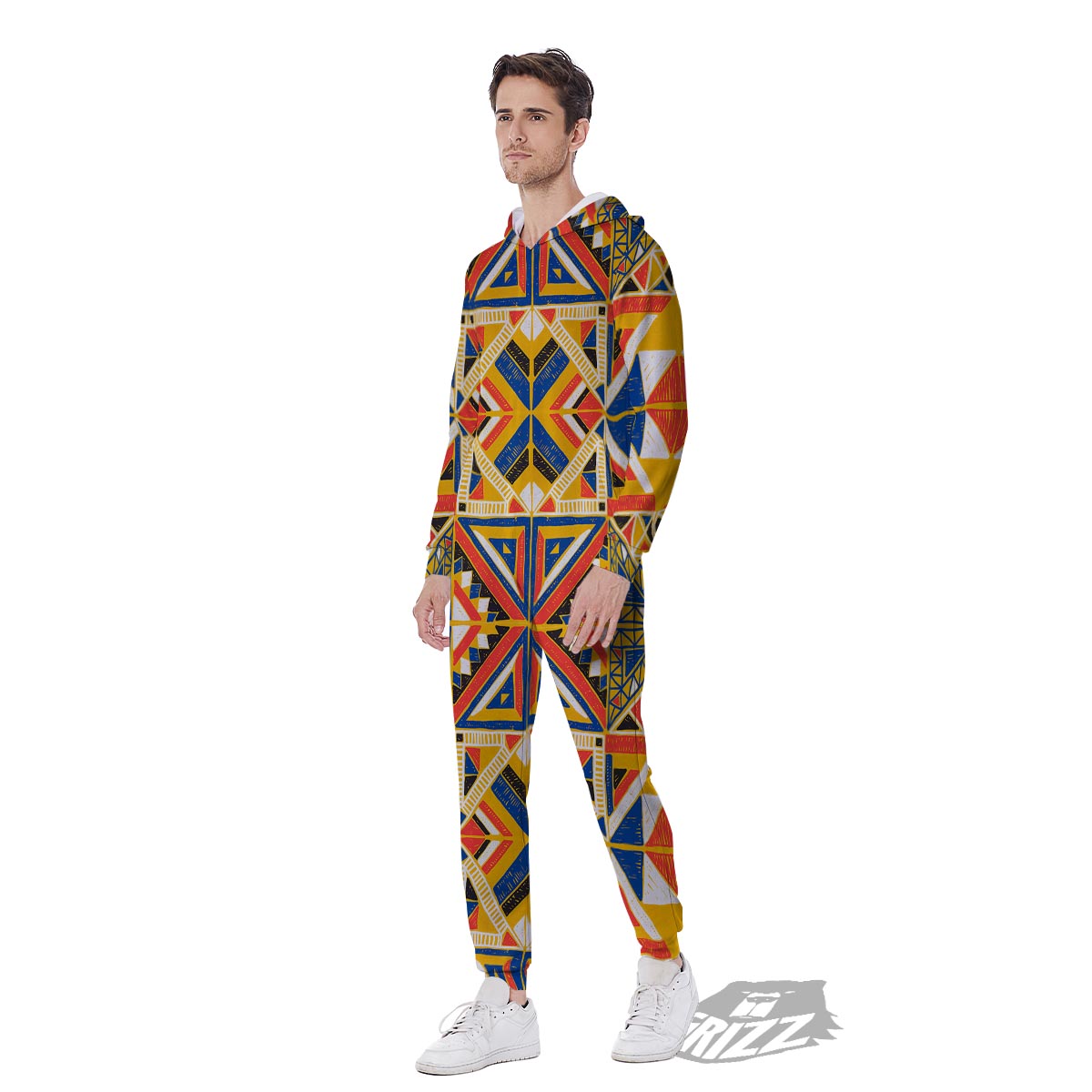 Tribal African Ethnic Sunset Print Pattern Men's Jumpsuit-grizzshop