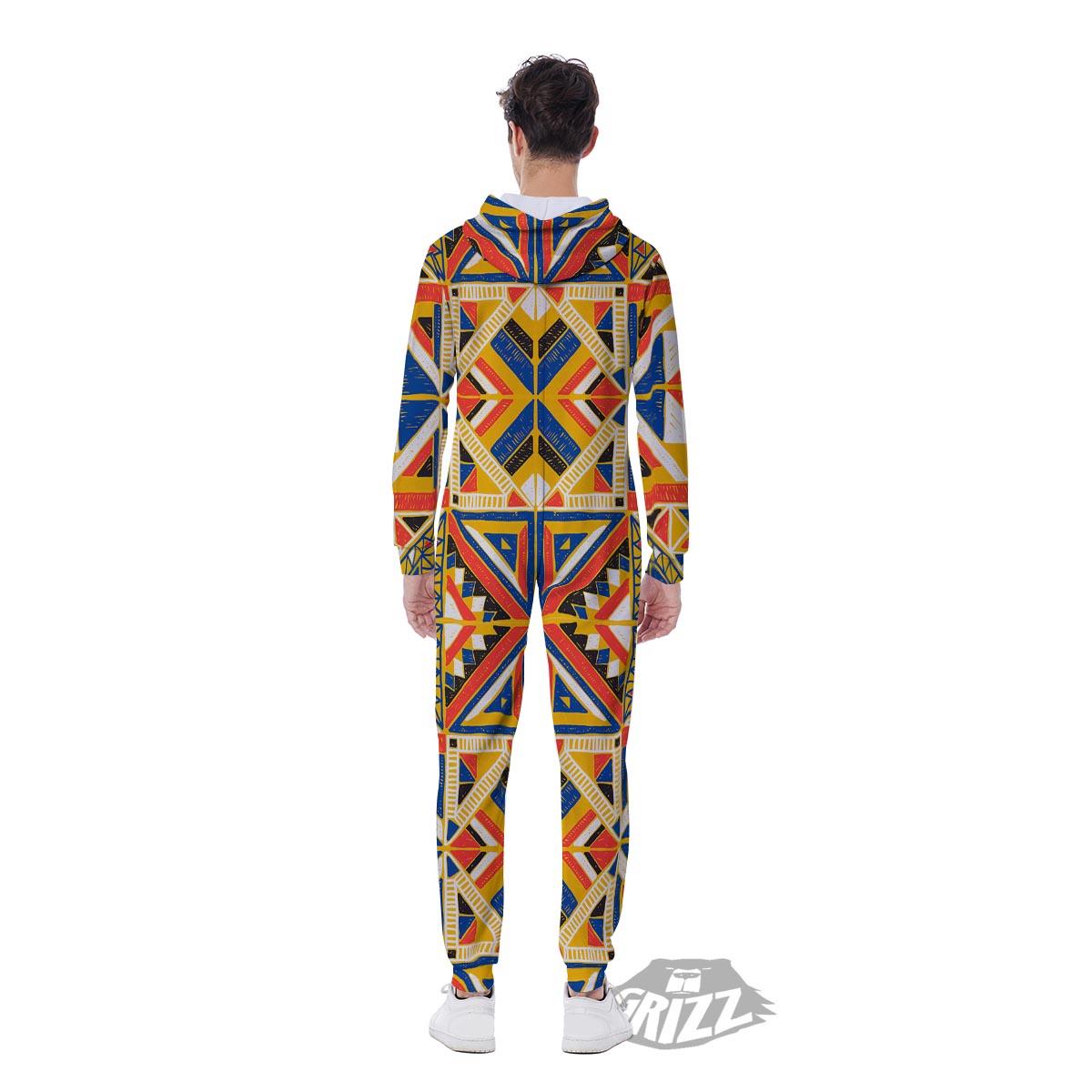 Tribal African Ethnic Sunset Print Pattern Men's Jumpsuit-grizzshop