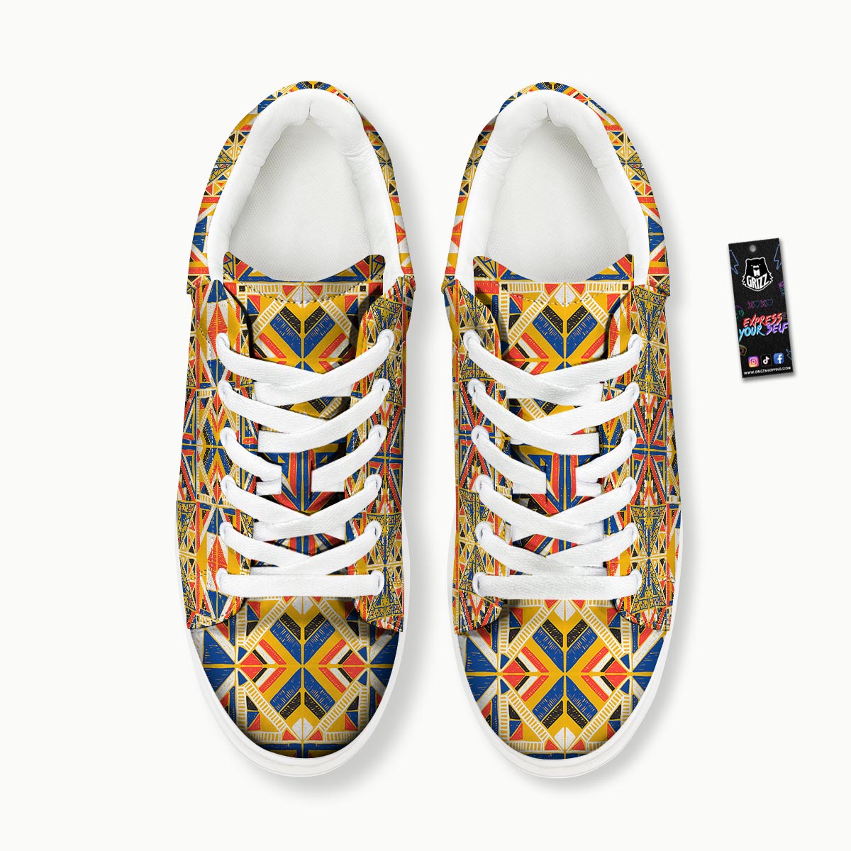 Tribal African Ethnic Sunset Print Pattern Platform Shoes-grizzshop