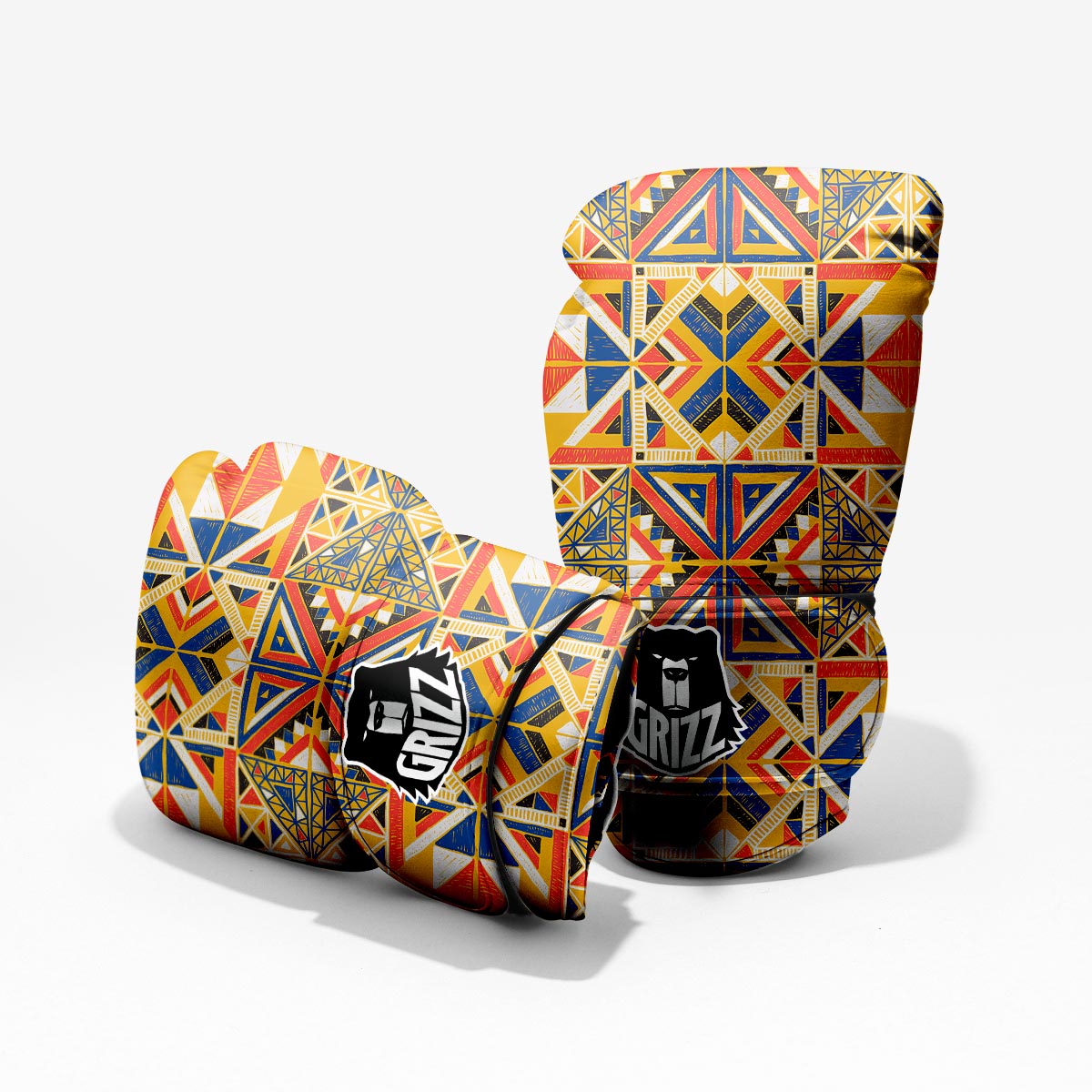 Tribal Red African Print Pattern Boxing Gloves
