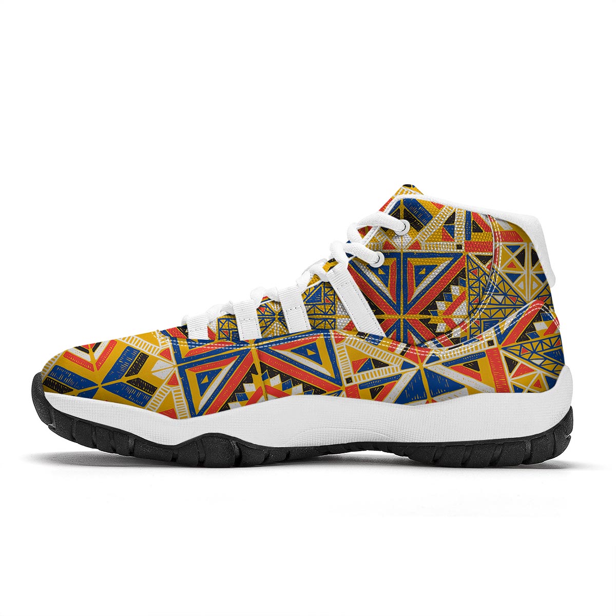 Tribal African Ethnic Sunset Print Pattern White Bball Shoes-grizzshop