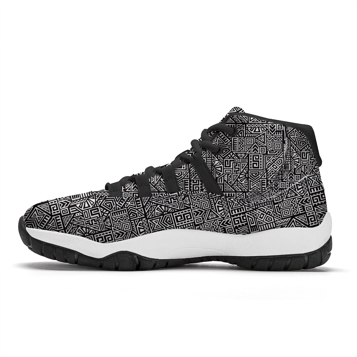 Tribal Ancient Aztec Print Pattern Black Bball Shoes-grizzshop