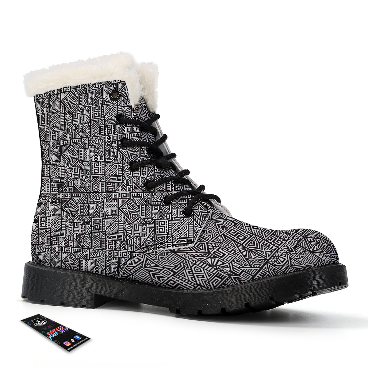 Tribal Ancient Aztec Print Pattern Winter Boots-grizzshop