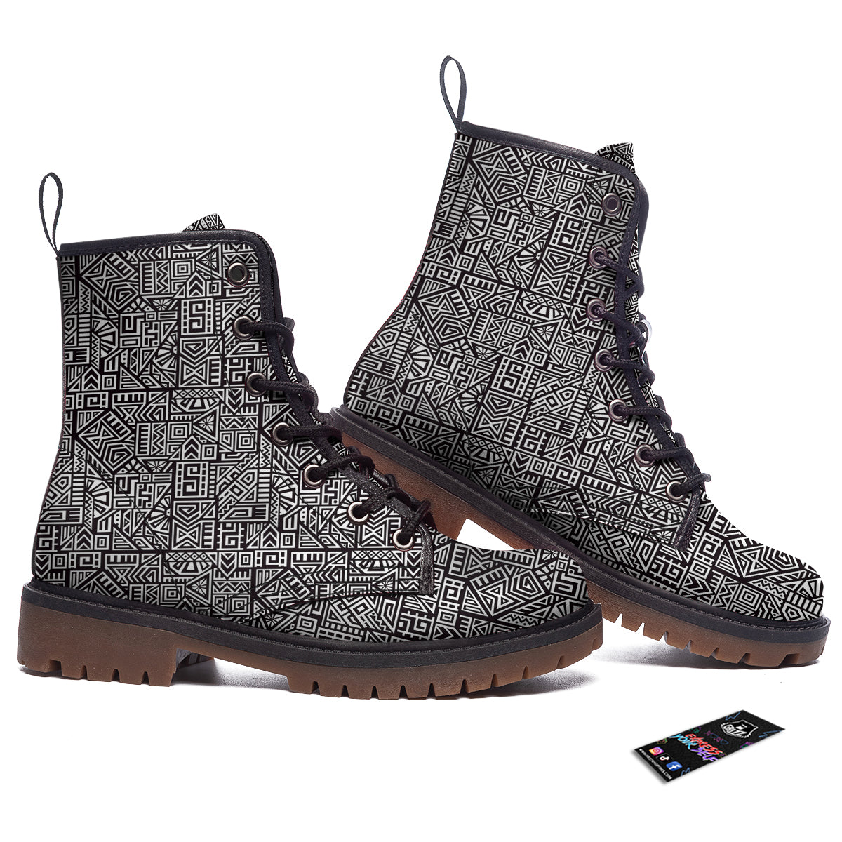 Tribal Ancient Aztec Print Pattern Work Boots-grizzshop