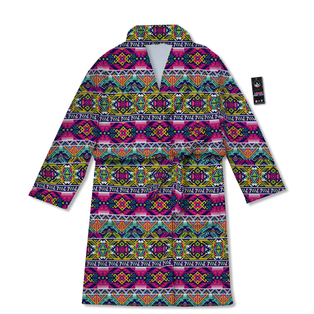 Tribal Aztec Colorful Print Pattern Bathrobe-grizzshop