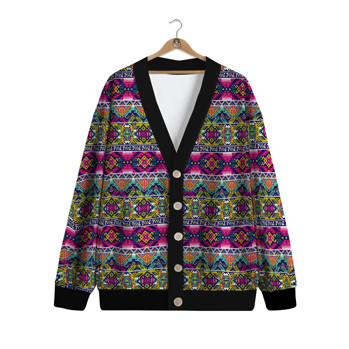 Tribal Aztec Colorful Print Pattern Cardigan-grizzshop