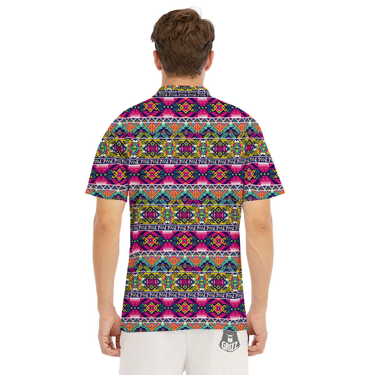 Tribal Aztec Colorful Print Pattern Men's Golf Shirts-grizzshop