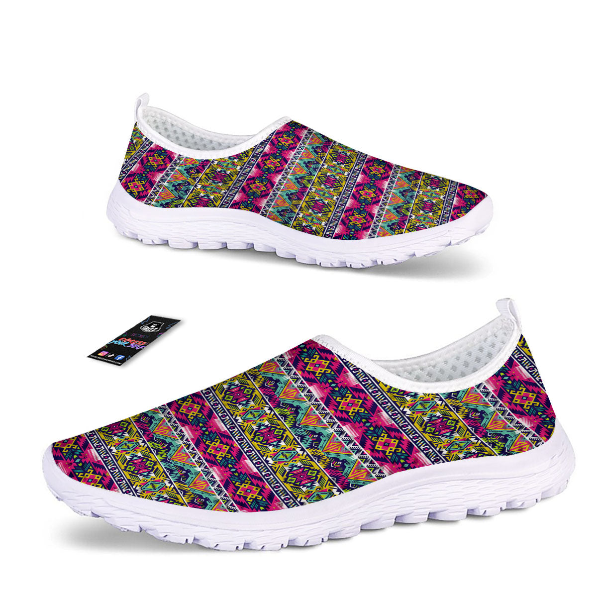 Tribal Aztec Colorful Print Pattern Nurse Shoes-grizzshop