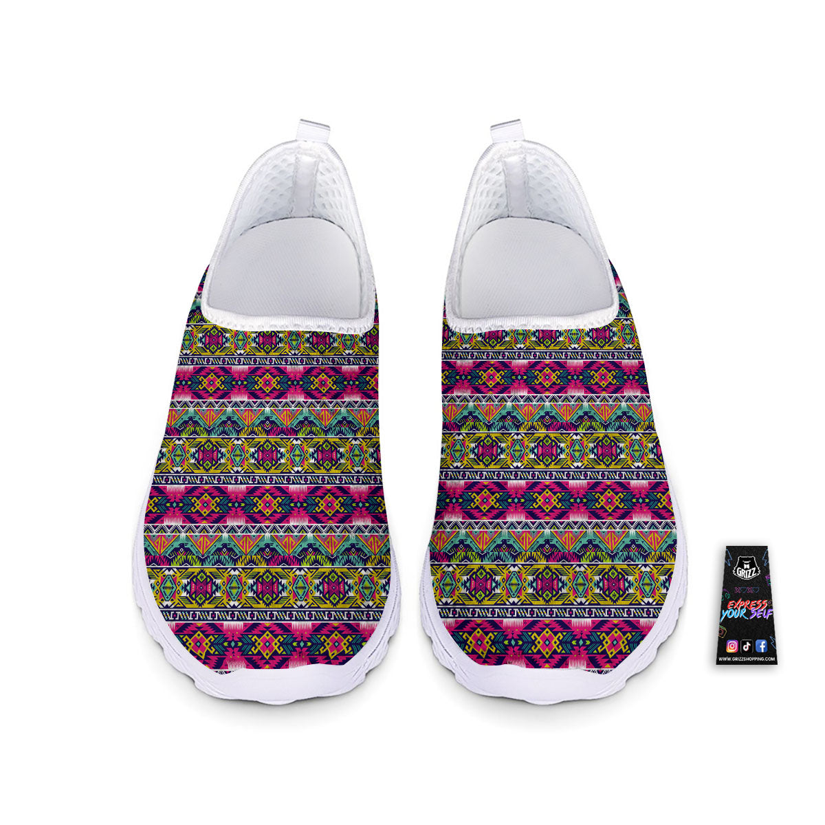 Tribal Aztec Colorful Print Pattern Nurse Shoes-grizzshop