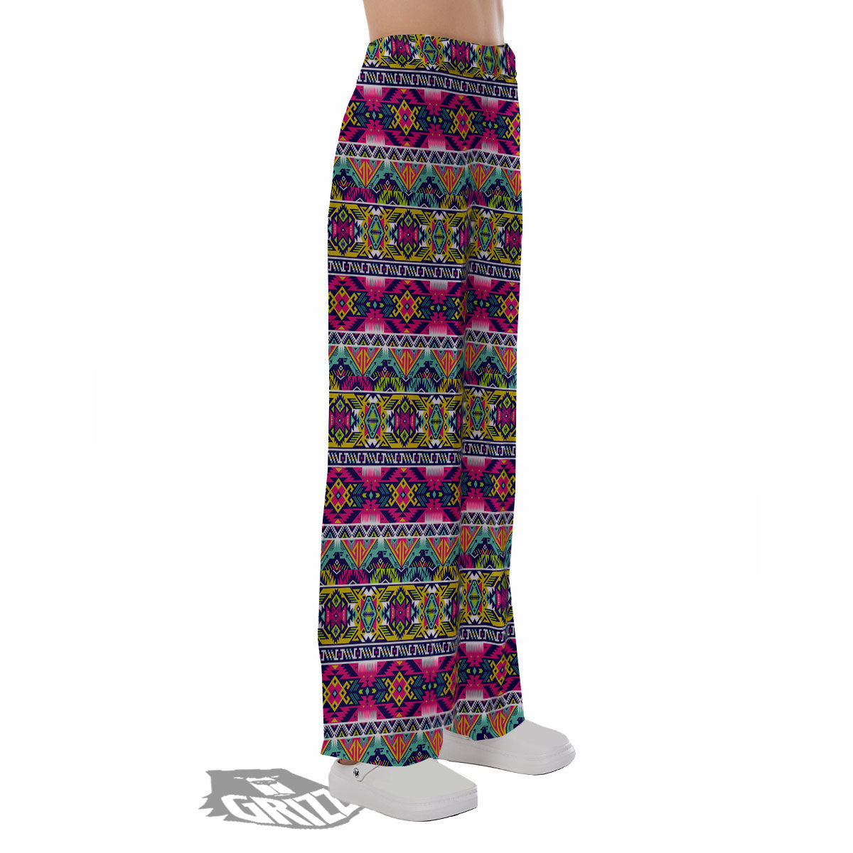 Tribal Aztec Colorful Print Pattern Pajama Pants-grizzshop