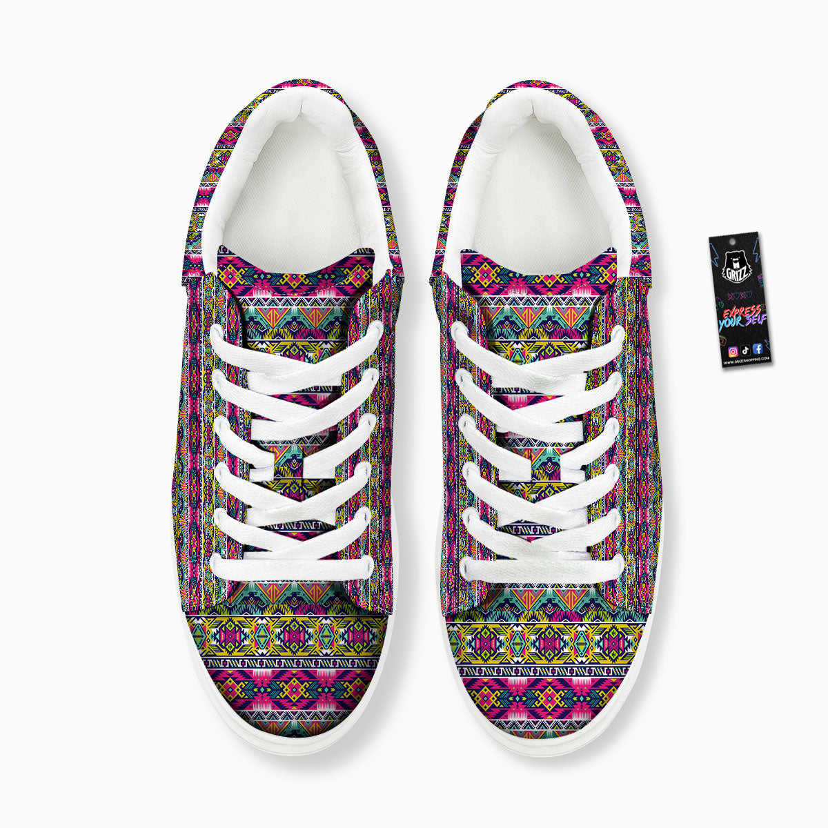 Tribal Aztec Colorful Print Pattern Platform Shoes-grizzshop