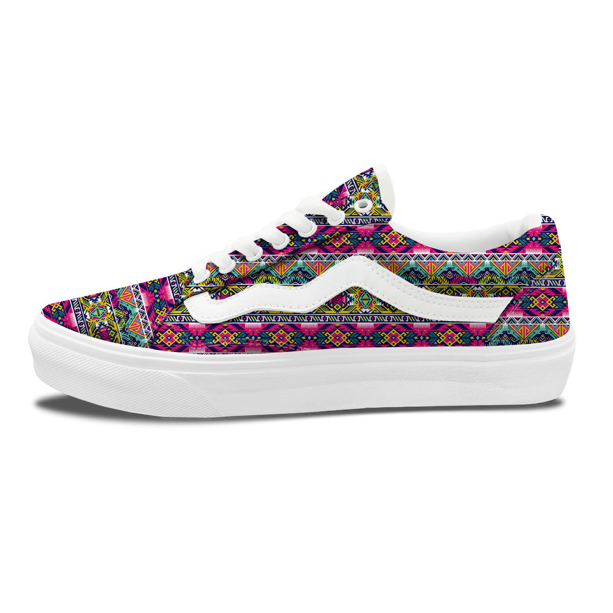 Tribal Aztec Colorful Print Pattern Skate Shoes-grizzshop