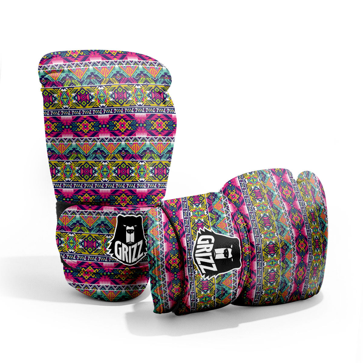 Tribal Aztec Colorful Print Pattern Pro Boxing Glove