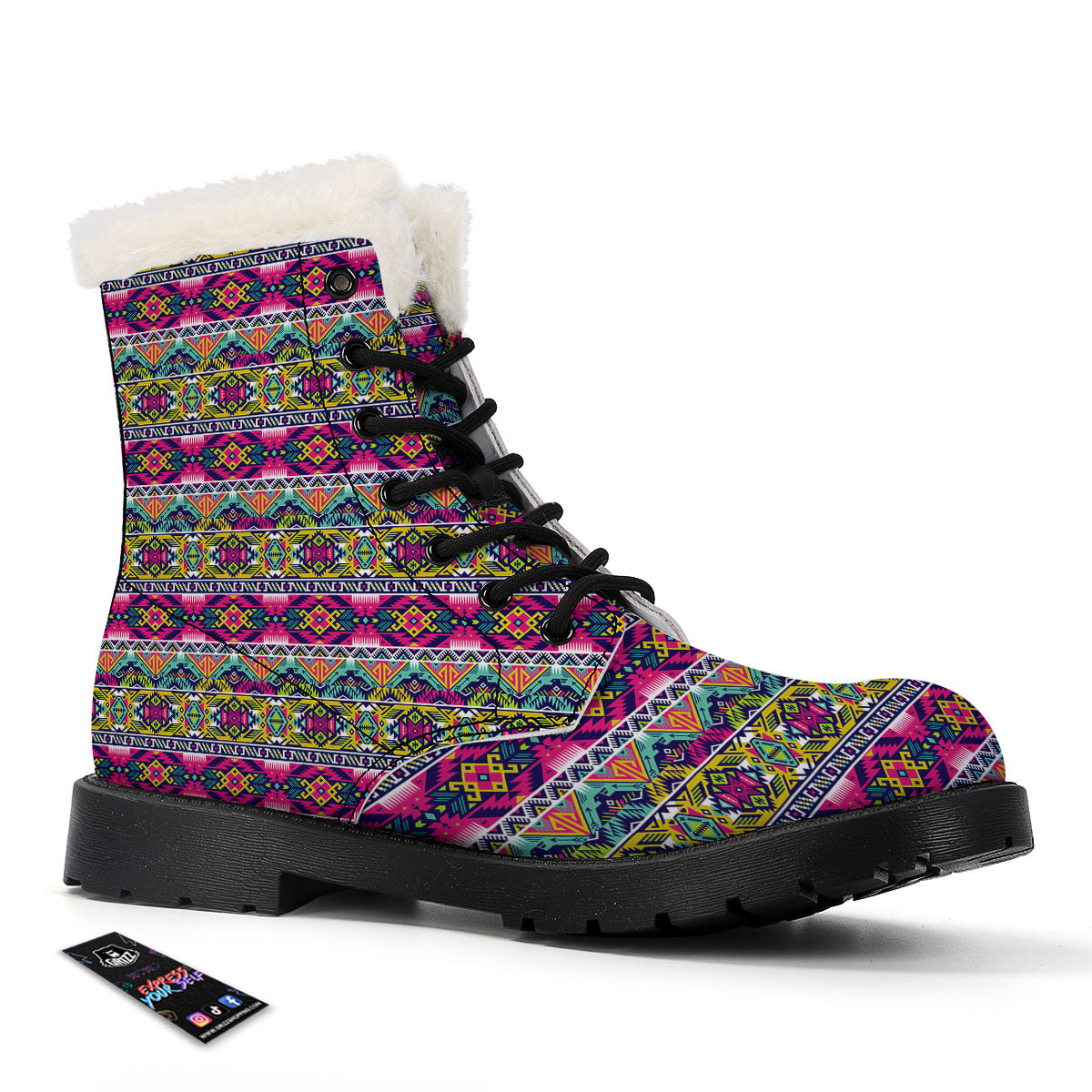 Tribal Aztec Colorful Print Pattern Winter Boots-grizzshop