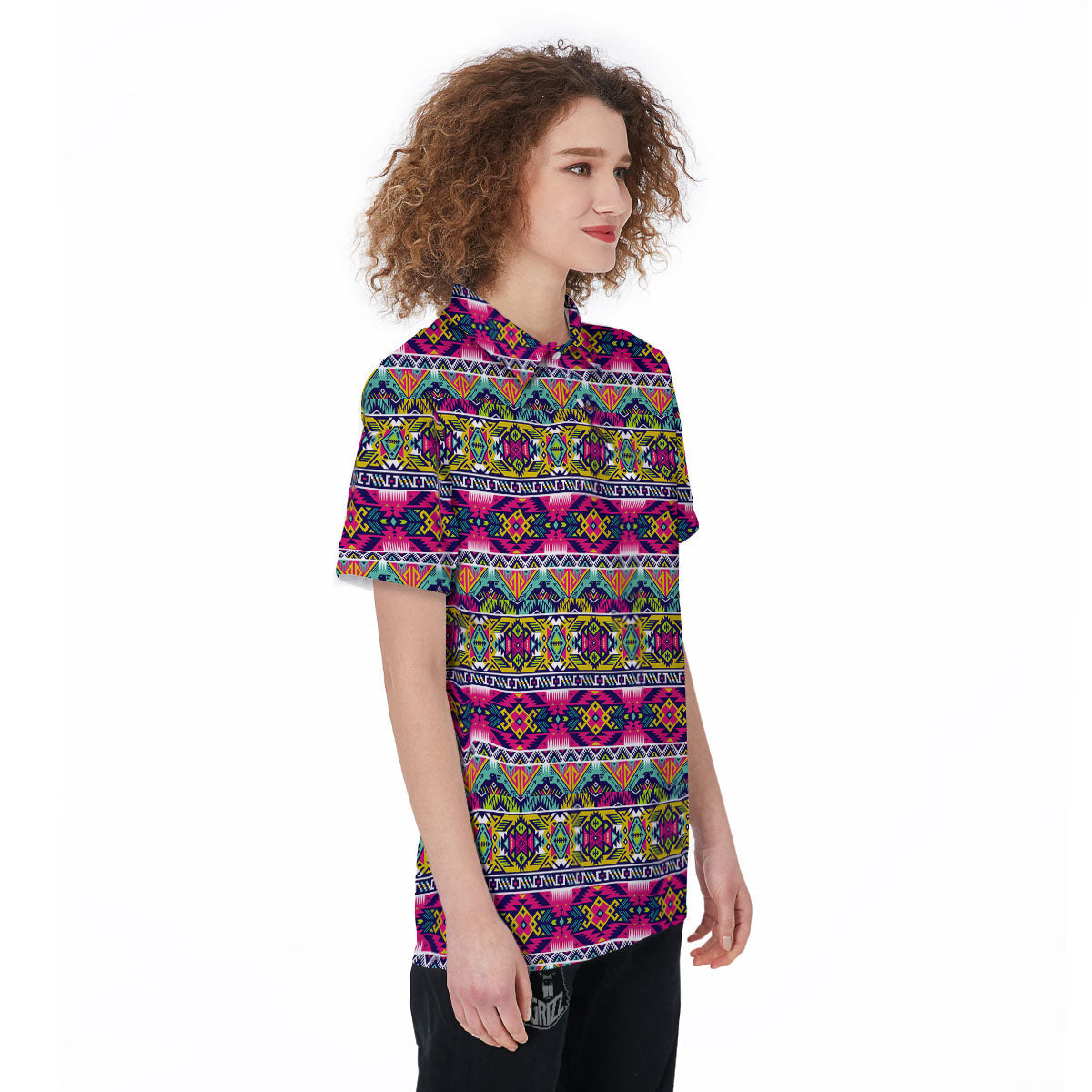 Tribal Aztec Colorful Print Pattern Women's Golf Shirts-grizzshop