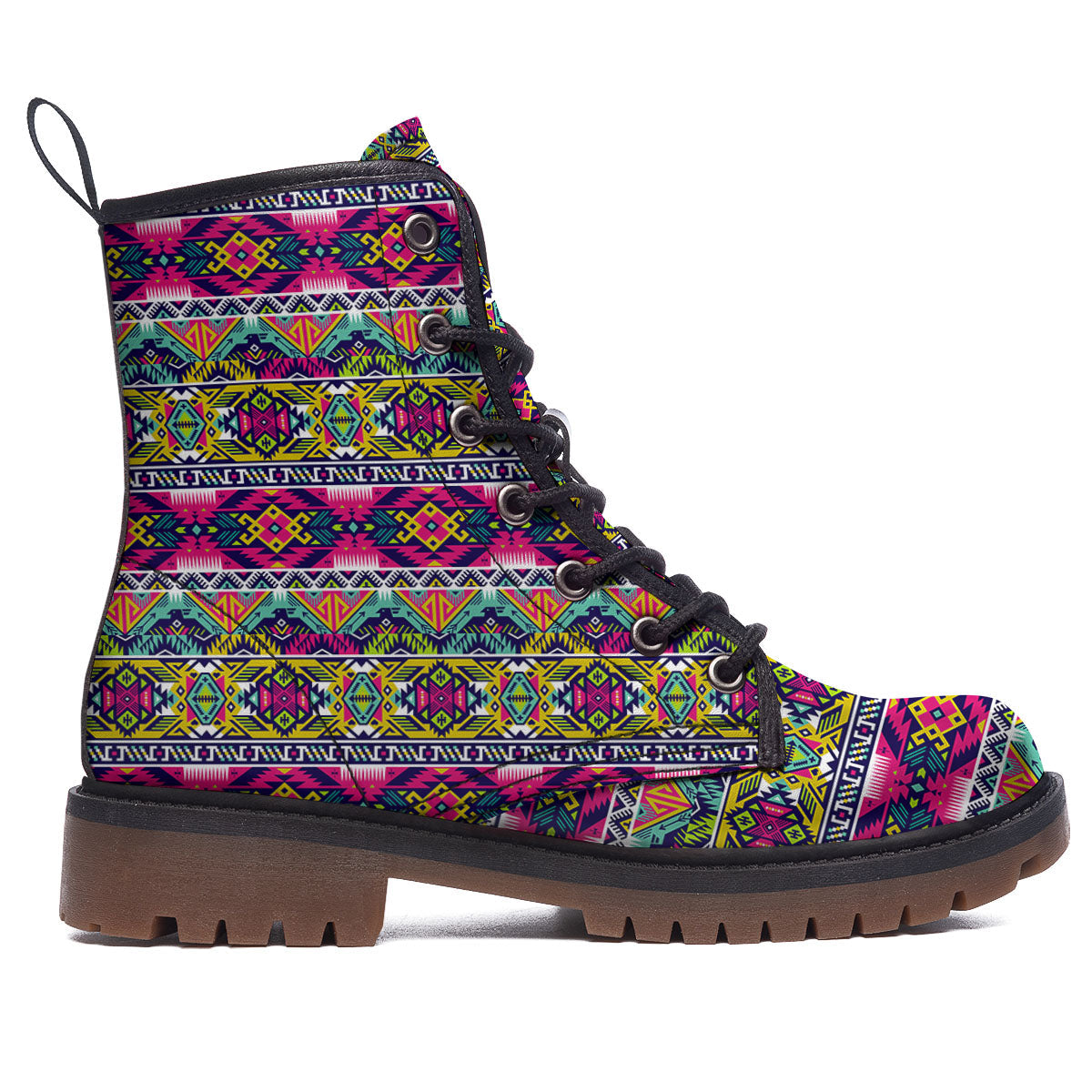 Tribal Aztec Colorful Print Pattern Work Boots-grizzshop