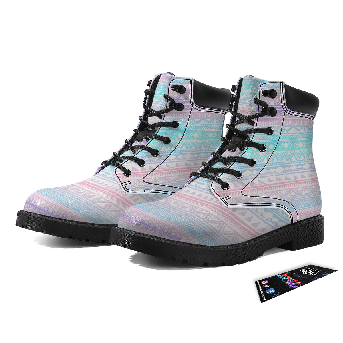 Tribal Aztec Pastel Print Pattern Boots-grizzshop