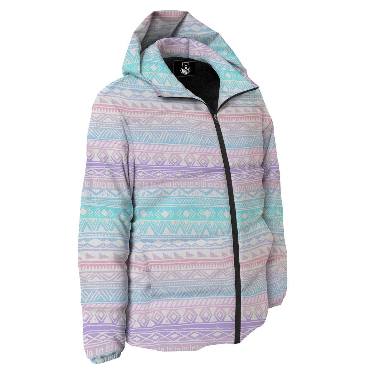Tribal Aztec Pastel Print Pattern Down Jacket-grizzshop