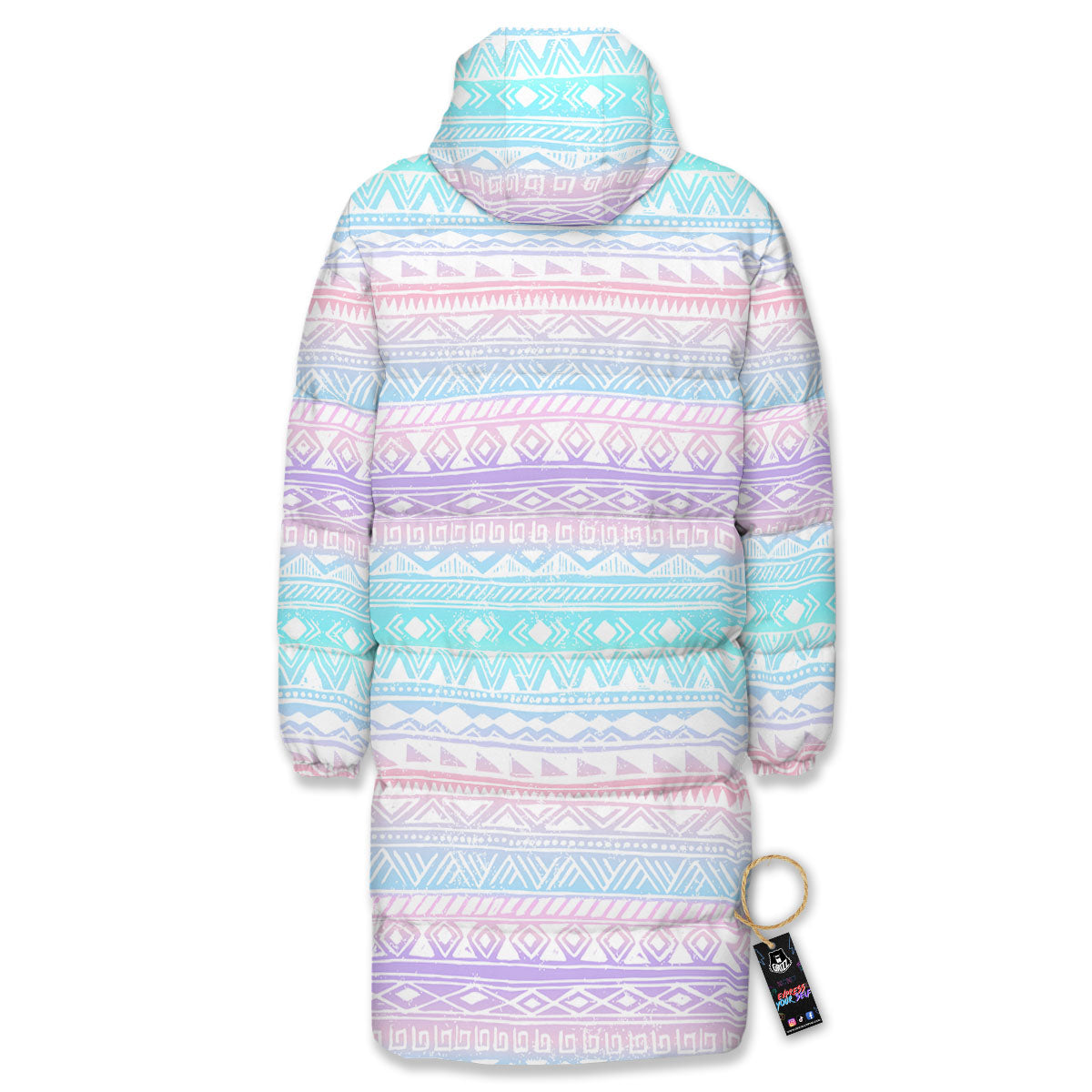 Tribal Aztec Pastel Print Pattern Long Down Jacket-grizzshop