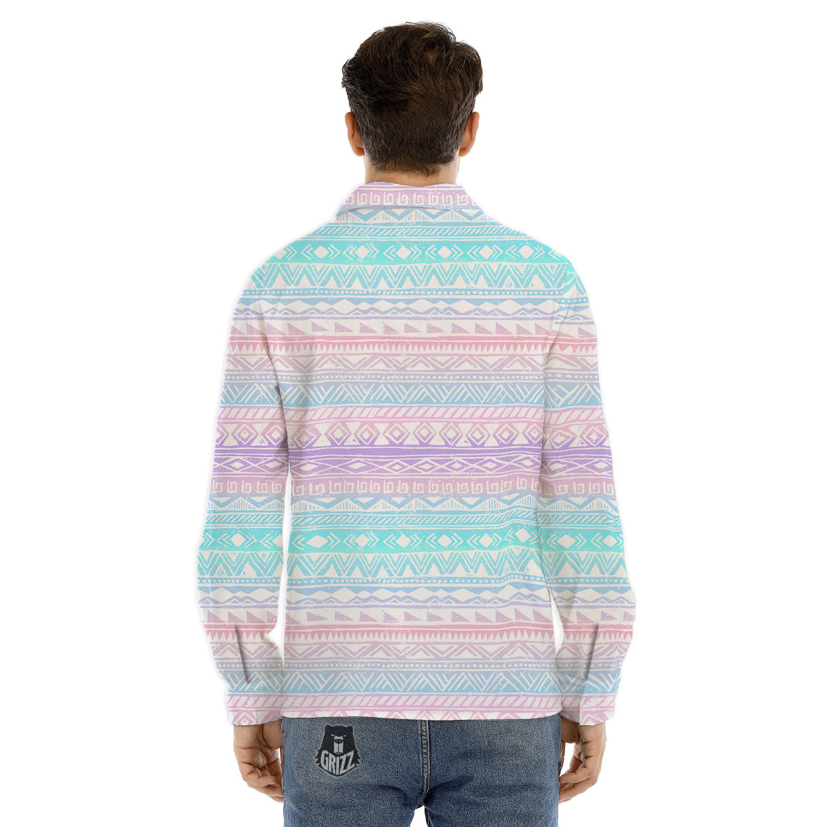 Tribal Aztec Pastel Print Pattern Men's Dress Shirts-grizzshop