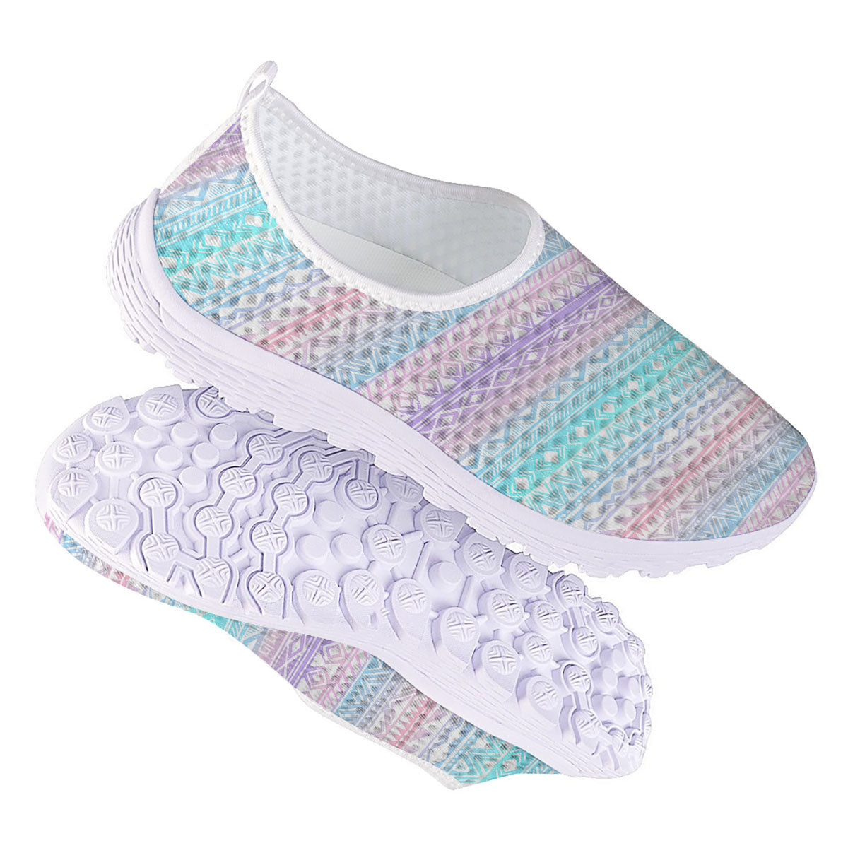 Tribal Aztec Pastel Print Pattern Nurse Shoes-grizzshop
