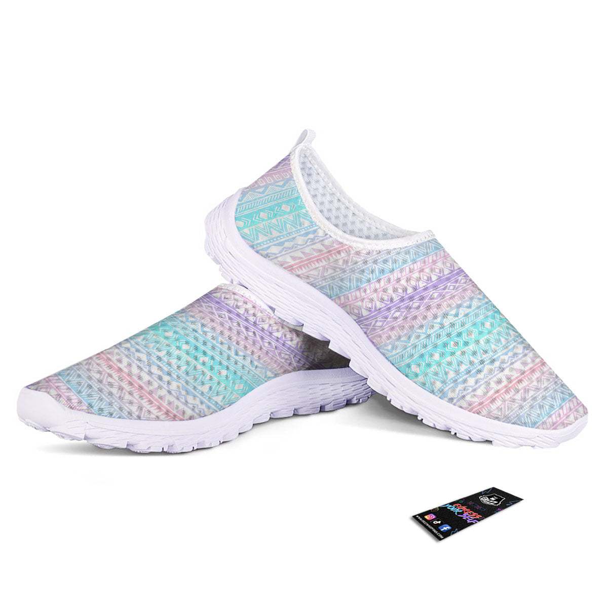 Tribal Aztec Pastel Print Pattern Nurse Shoes-grizzshop