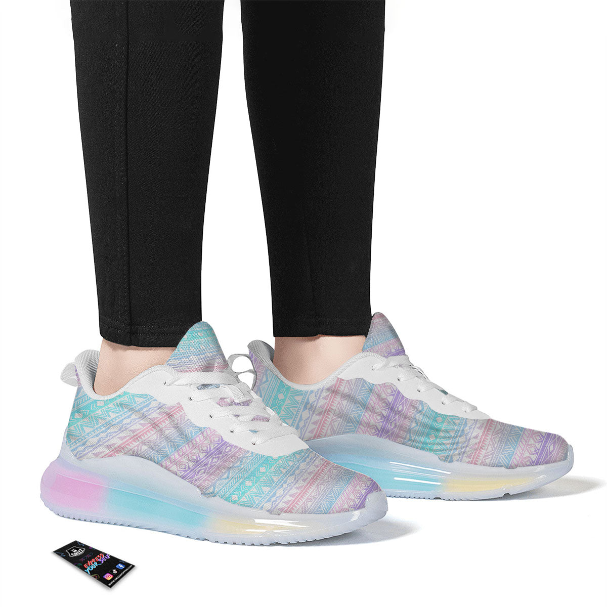 Tribal Aztec Pastel Print Pattern Running Sneakers-grizzshop