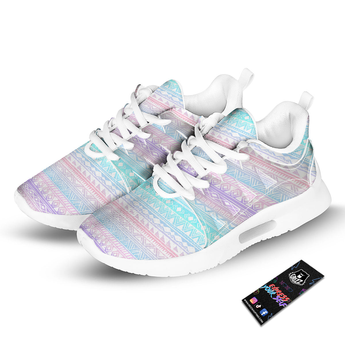 Tribal Aztec Pastel Print Pattern Tennis Shoes-grizzshop