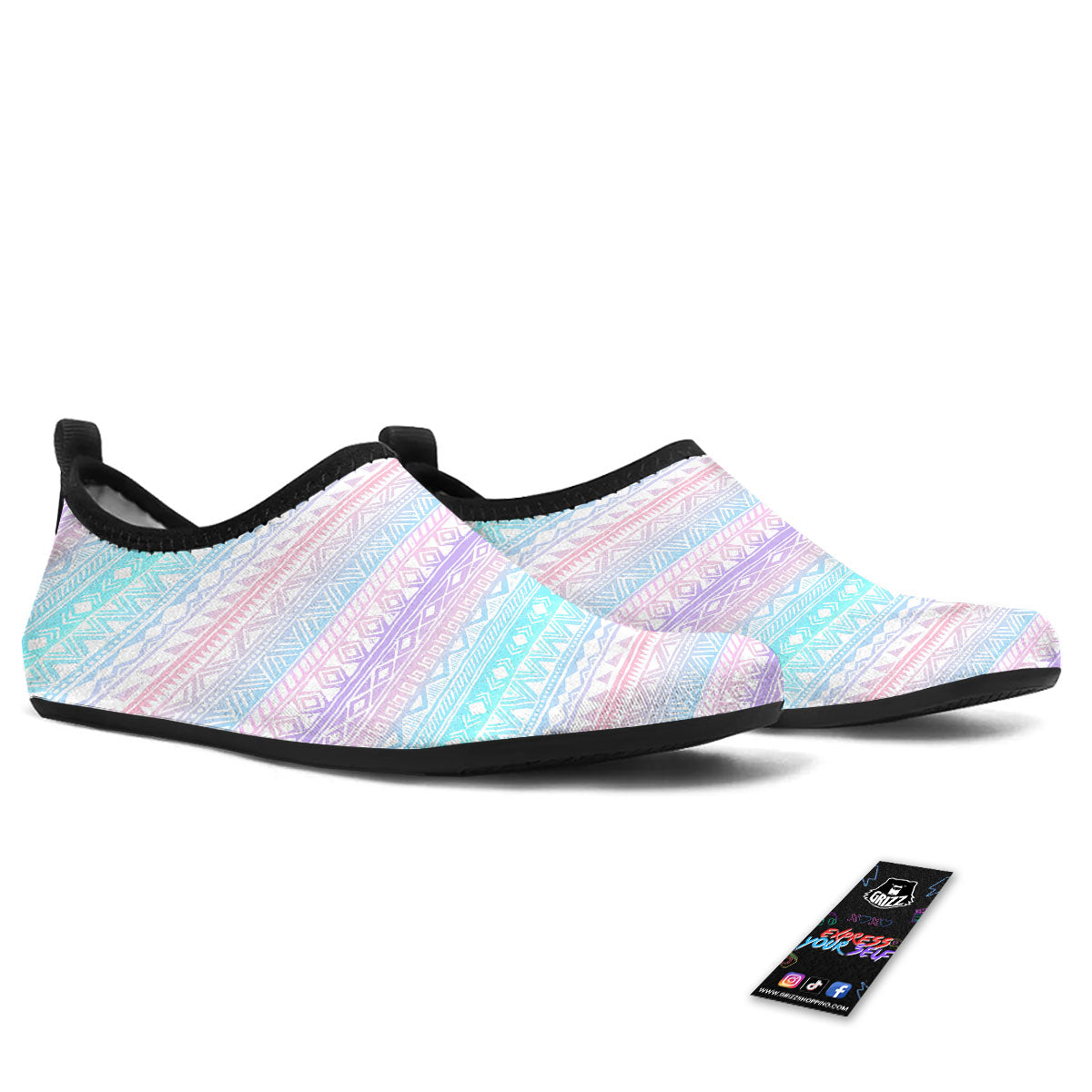Tribal Aztec Pastel Print Pattern Water Shoes-grizzshop