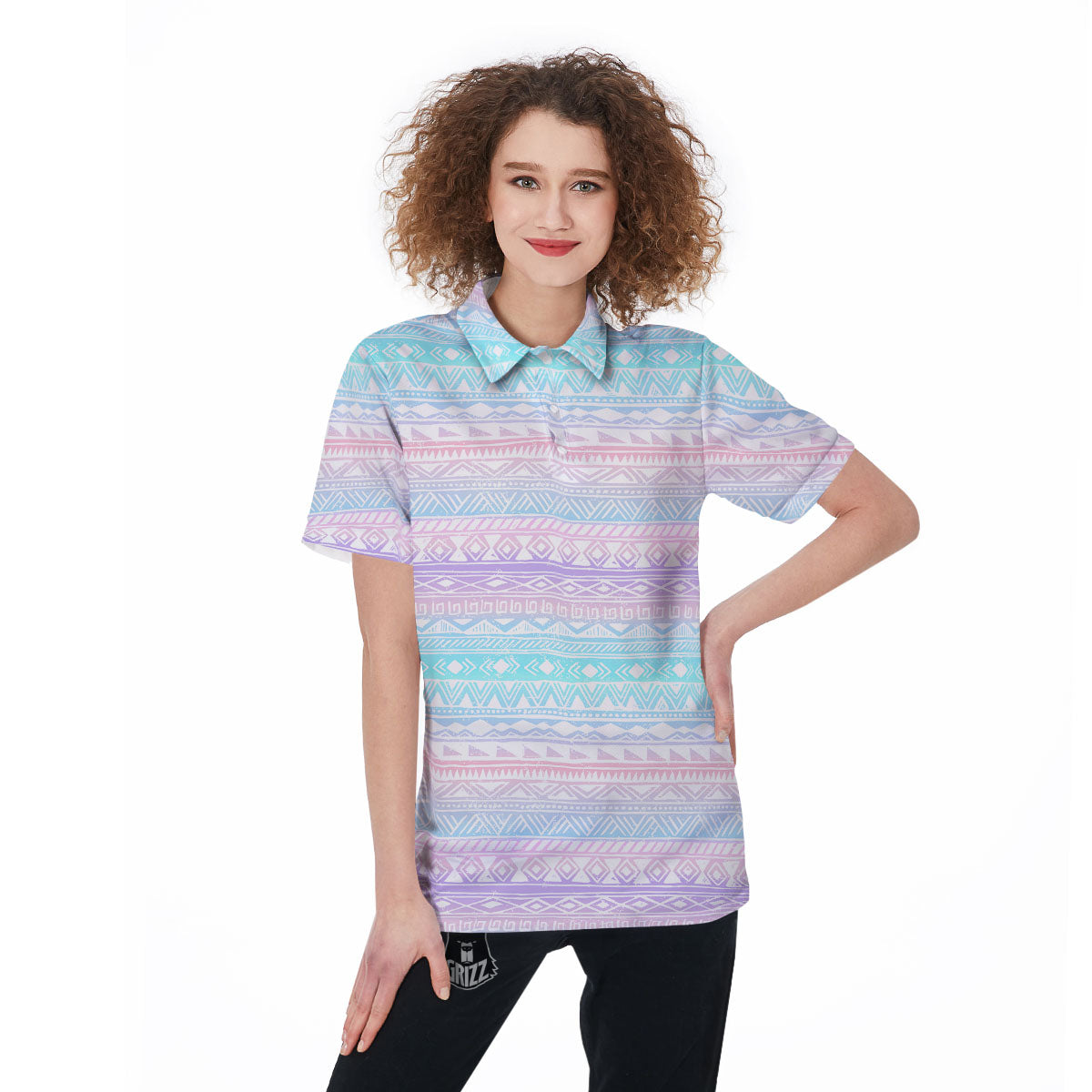 Tribal Aztec Pastel Print Pattern Women's Golf Shirts-grizzshop