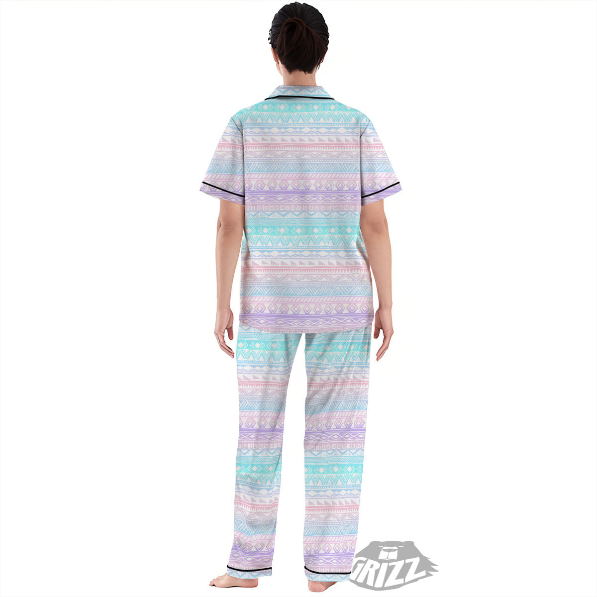 Tribal Aztec Pastel Print Pattern Women's Pajamas Set-grizzshop
