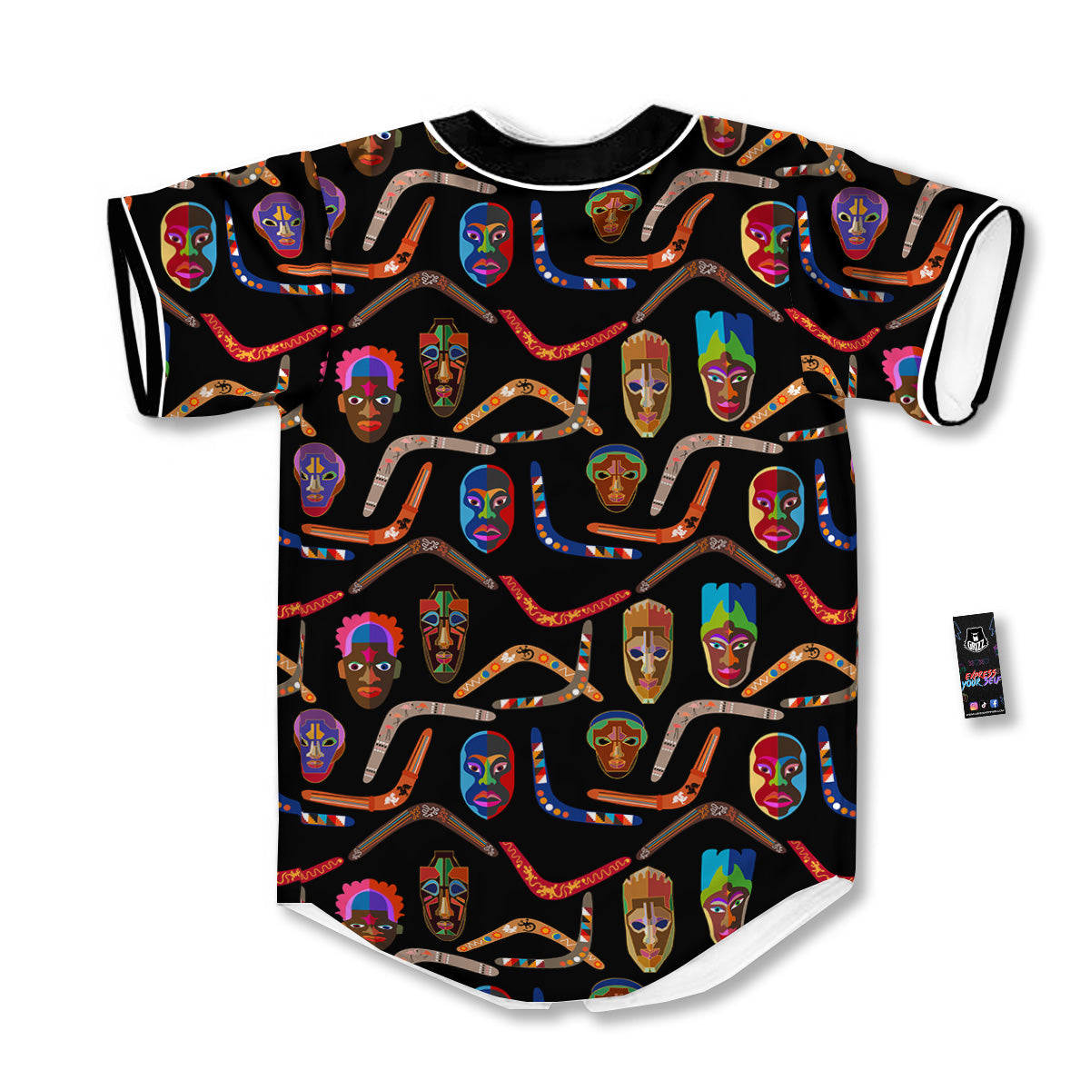 Tribal Boomerangs Print Pattern Baseball Jersey-grizzshop