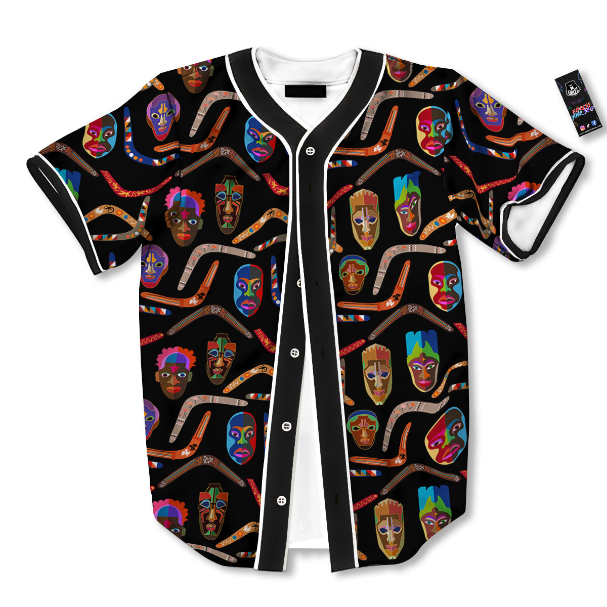 Tribal Boomerangs Print Pattern Baseball Jersey-grizzshop