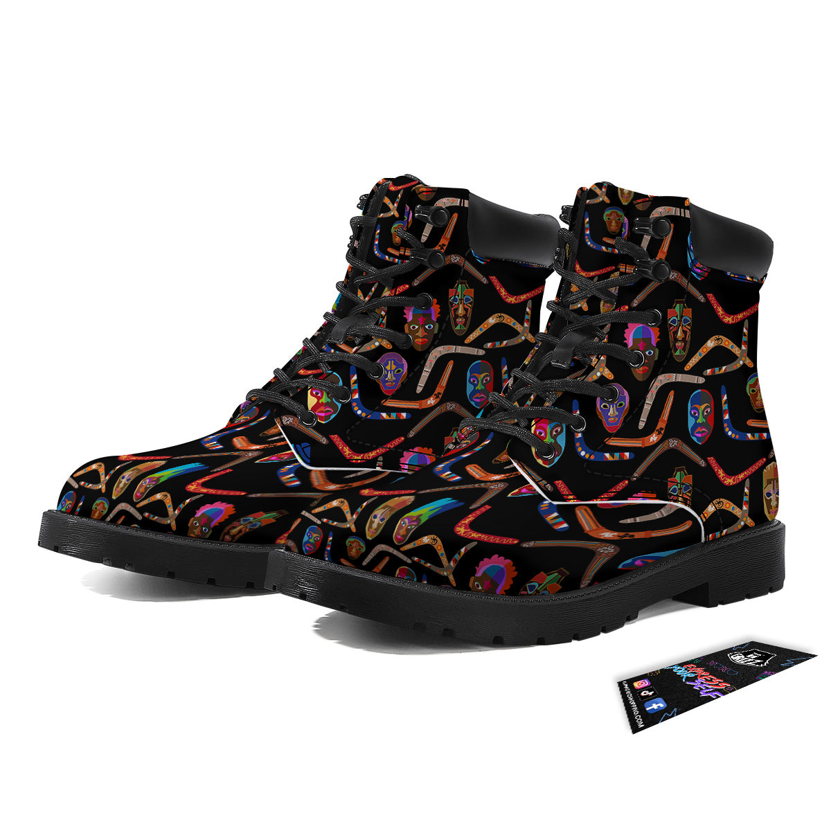 Tribal Boomerangs Print Pattern Boots-grizzshop