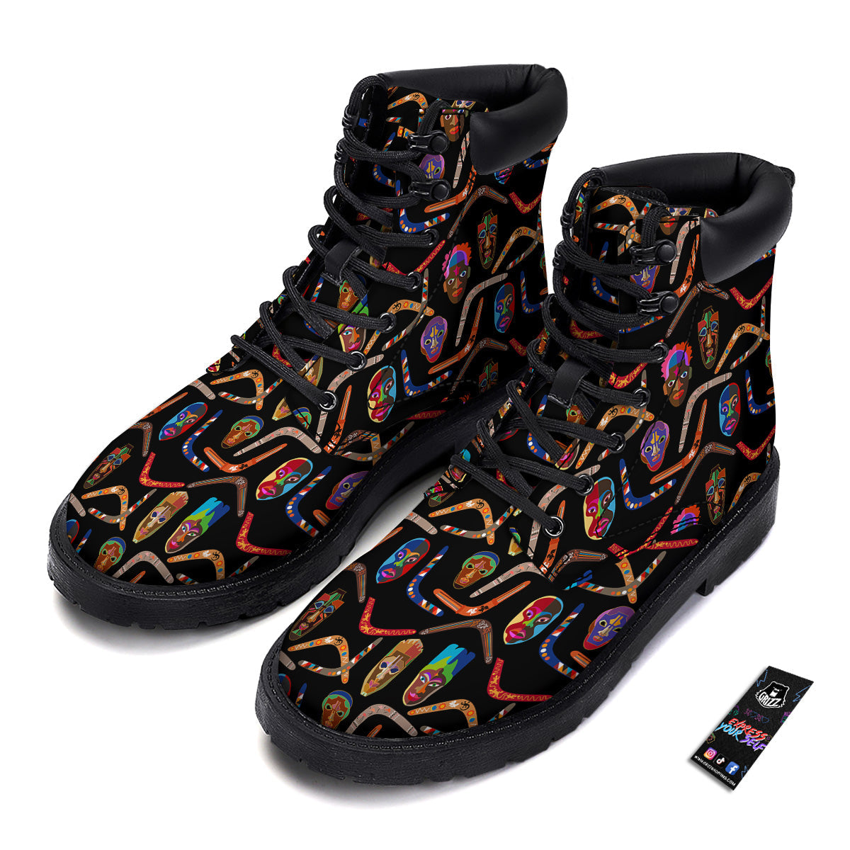 Tribal Boomerangs Print Pattern Boots-grizzshop