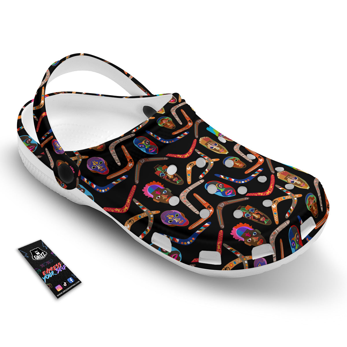Tribal Boomerangs Print Pattern Clog-grizzshop
