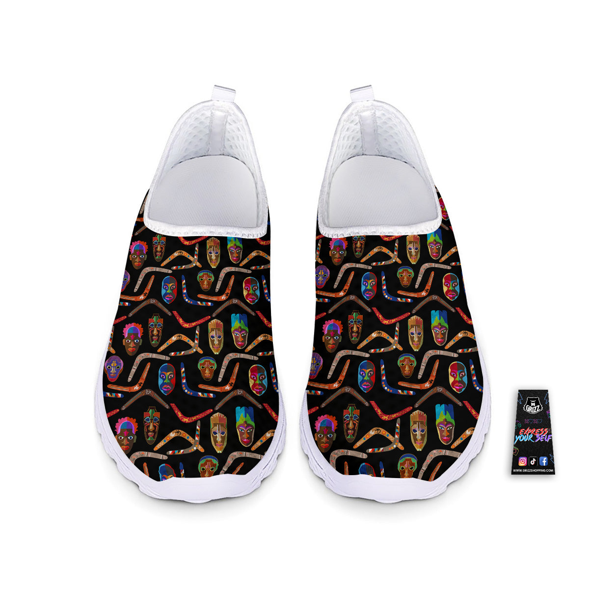 Tribal Boomerangs Print Pattern Nurse Shoes-grizzshop