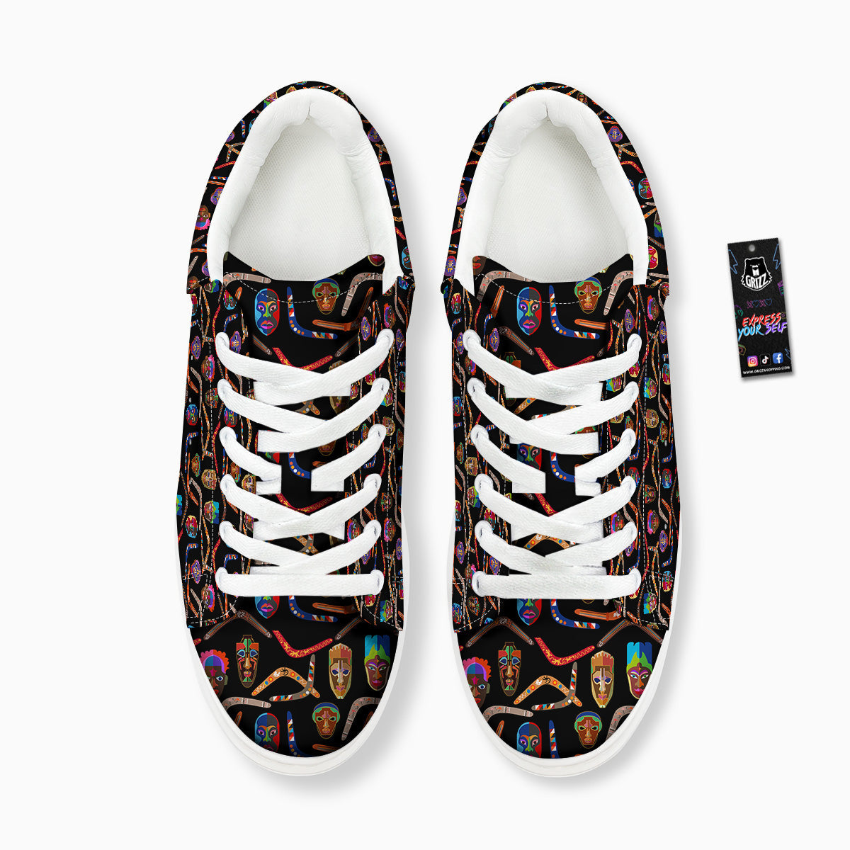 Tribal Boomerangs Print Pattern Platform Shoes-grizzshop